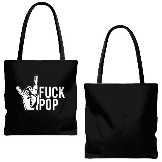 Fuck pop charts music heavy metal fun hand gesture Tote Bags (AOP)