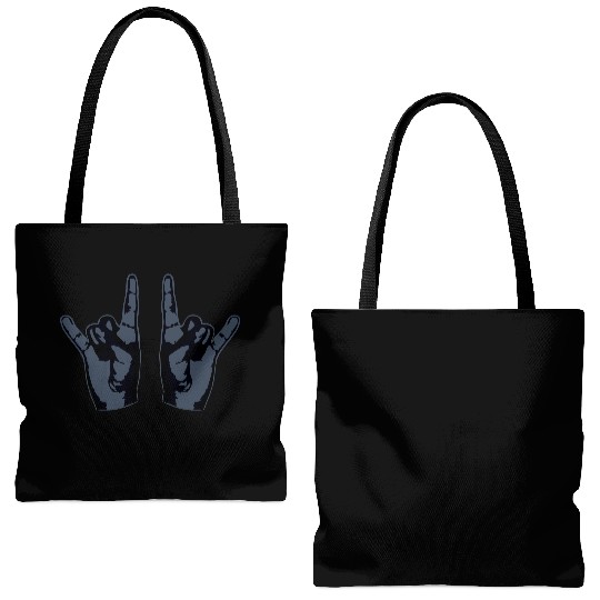 Heavy Metal Fun Hard Rock Music Horns Hand Gesture Tote Bags (AOP)