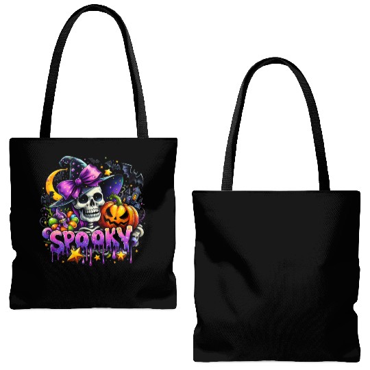 Halloween Spooky Season Witch Skeleton Tote Bags (AOP)