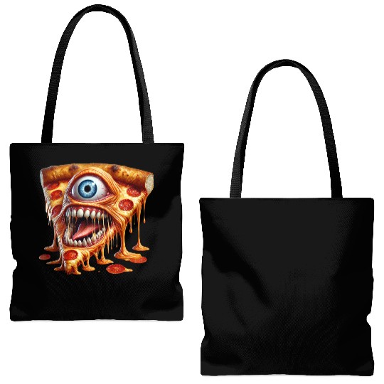Freaky Monster Pizza Slice Horror Art for Hallowen Tote Bags (AOP)
