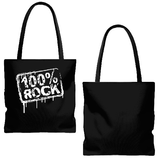 100 % Percent Rock Music Graffiti Drops Text Stamp Tote Bags (AOP)