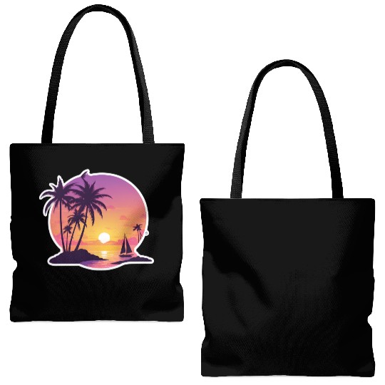 Palm Trees at Sunset Beach Tote Bags (AOP)