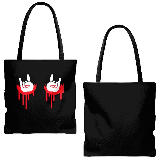 Heavy metal graffiti drop horn finger hand gesture Tote Bags (AOP)