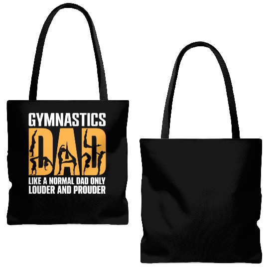 Only Louder & Proudere Dad Funny Gymnastics Dad Tote Bags (AOP)