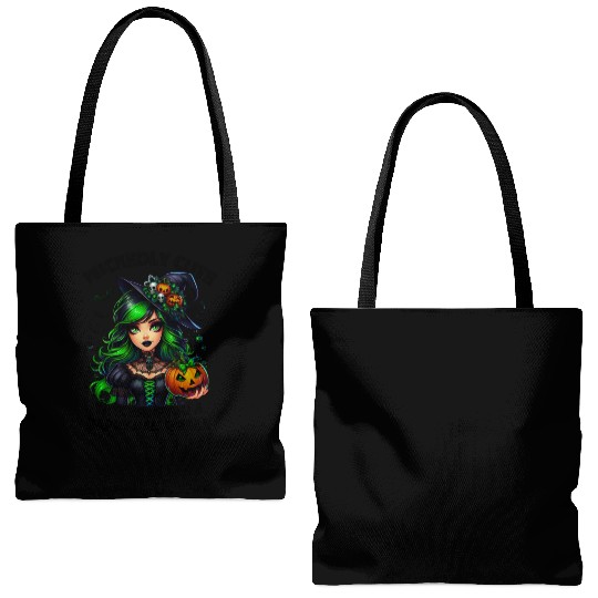 Halloween Wicked Cute Green Witch Tote Bags (AOP)