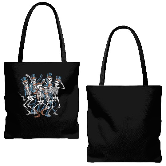 Let's Dance Dancing Skeleton Skull Tote Bags (AOP)