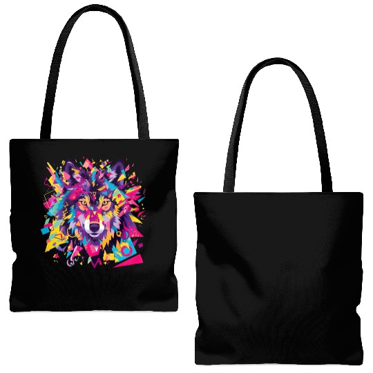 Majestic Pop Art Alpha Wolf - Vibrant Cool Tote Bags (AOP)