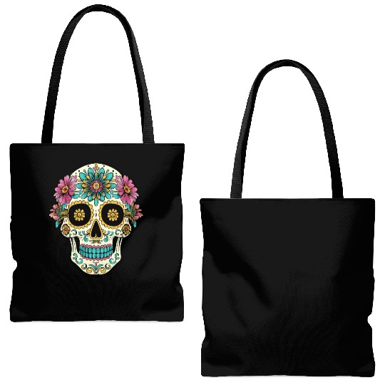 Day of the Dead Sugar Skull, Flippin Sweet Gear Tote Bags (AOP)