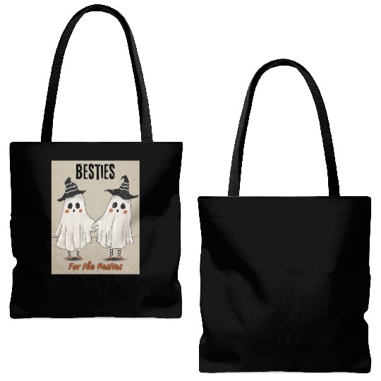 Retro Ghost Besties for the Resties Top Tote Bags (AOP)