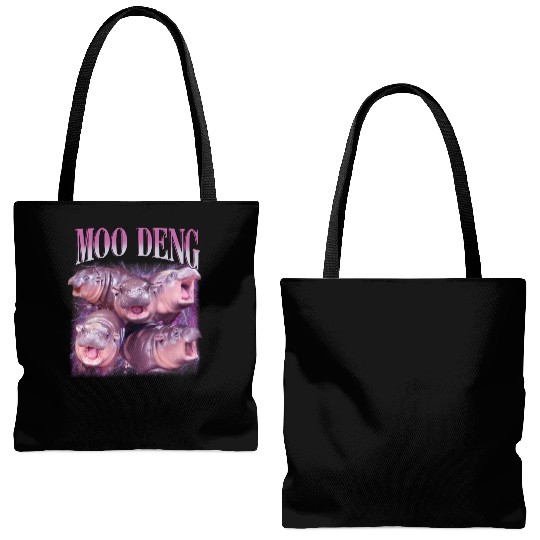 I Love Moo Deng Bootleg I love you Bouncy Pig Tote Bags (AOP)