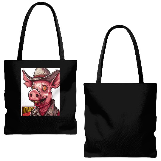 hillbilly redneck zombie cowboy pig Tote Bags (AOP)