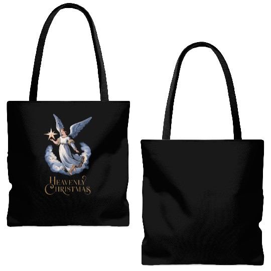 Heavenly Christmas Angel with Star Holiday Art Tote Bags (AOP)