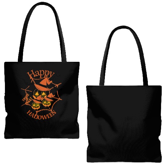 Happy Halloween with bats and pumpkins! Tote Bags (AOP)
