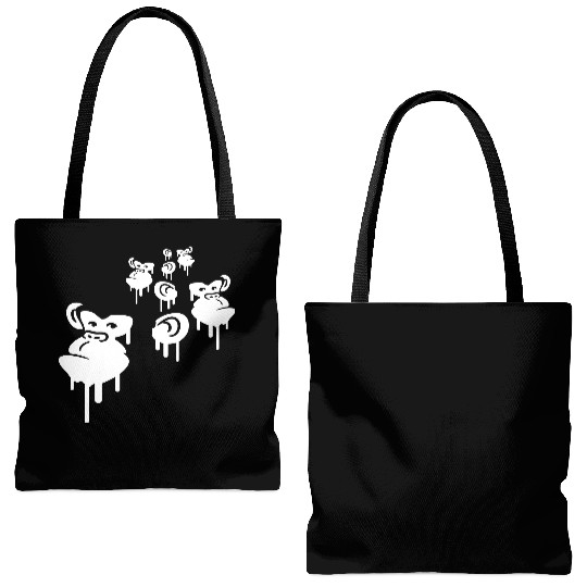 Graffiti drops monkey heads spray faces team crew Tote Bags (AOP)