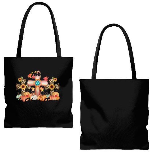 Fall For Jesus He Never Leaves Tote Bags (AOP)