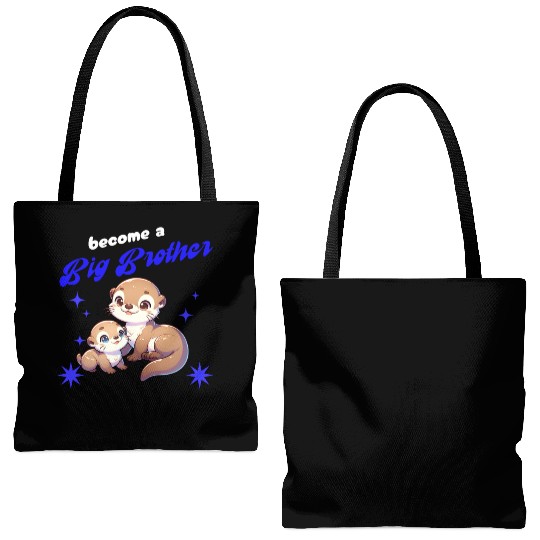 Soon I'll Be A Big Brother, Sweet Otter Brother Tote Bags (AOP)