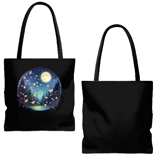 Moonlit Fireflies Tote Bags (AOP)