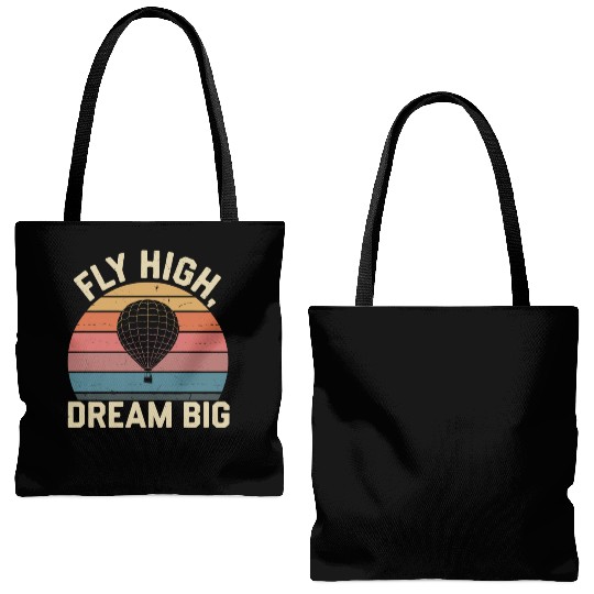 Fly High, Dream Big Hot Air Balloon Inspiration Tote Bags (AOP)