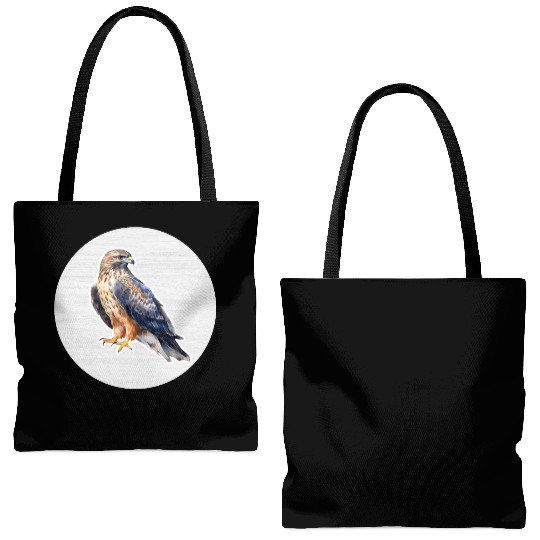 Hawk Watercolor Drawing Tote Bags (AOP)