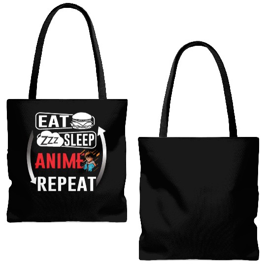 Eat Sleep Anime Repeat Ramen Kawaii Japanese Manga Tote Bags (AOP)
