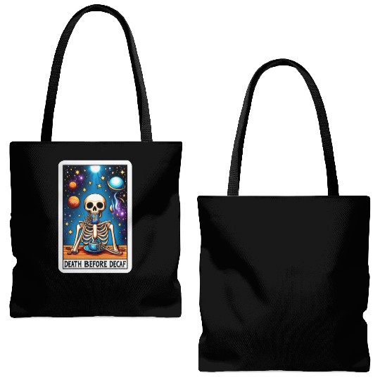 Tarot Card Collection - Death Before Decaf Tote Bags (AOP)