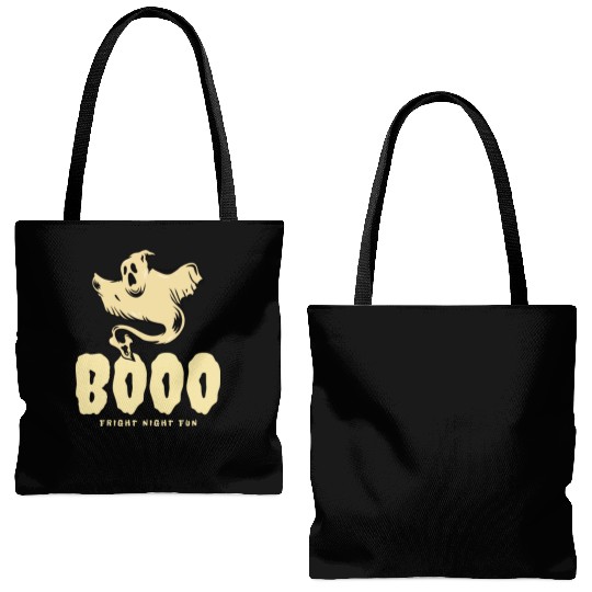 BOOO Fright Night Fun Ghost Halloween Tote Bags (AOP)