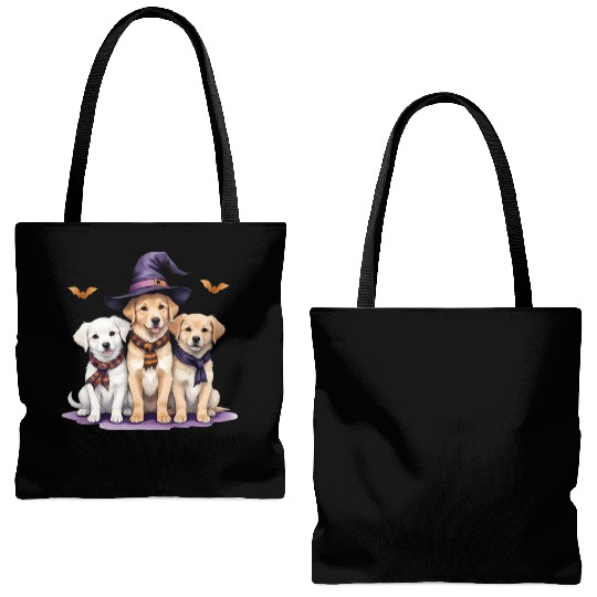Golden Retriever Halloween Spooky Dog Halloween Tote Bags (AOP)