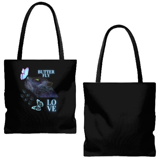 black panther lover butterfly Tote Bags (AOP)