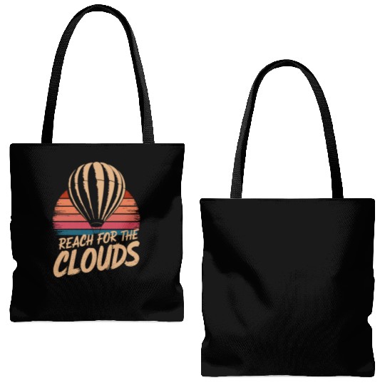 Reach For The Clouds Hot Air Balloon Inspiration Tote Bags (AOP)