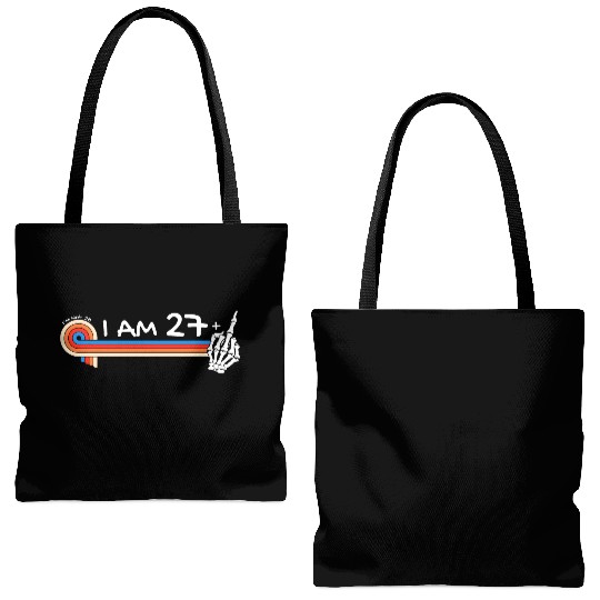 I Am 27 Plus Middle Finger - 28th Birthday Tote Bags (AOP)
