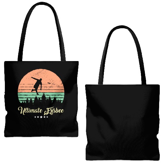 Ultimate Frisbee Vintage Retro Sunset Tote Bags (AOP)