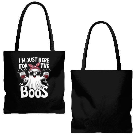 Boo tiful Wine Ghost Halloween Fun Tote Bags (AOP)