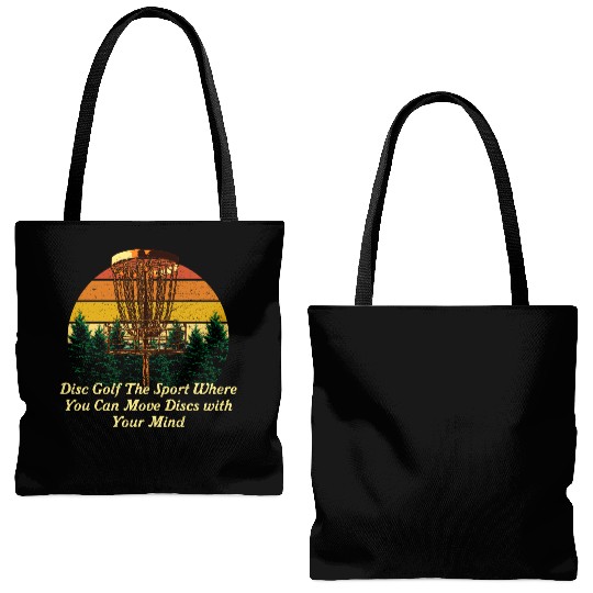Move Discs with Your Mind Funny Disc Golf Humor Go Tote Bags (AOP)