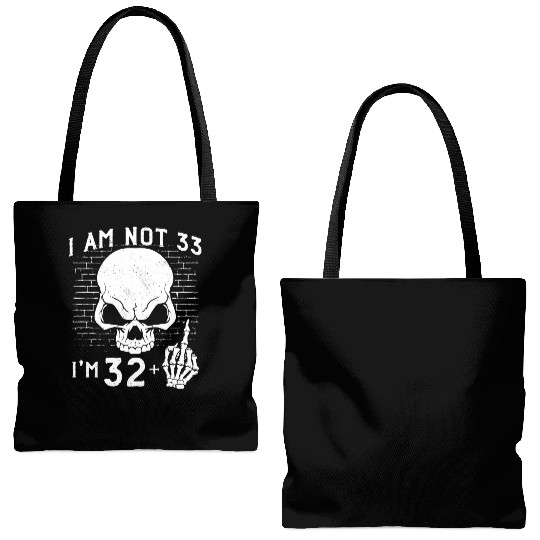 I Am 32 Plus Middle Finger - 33rd Birthday Tote Bags (AOP)