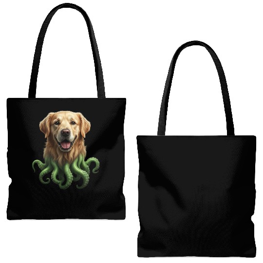 GOLDEN RETRIEVER KRAKEN: SEA'S CUTEST MONSTER Tote Bags (AOP)