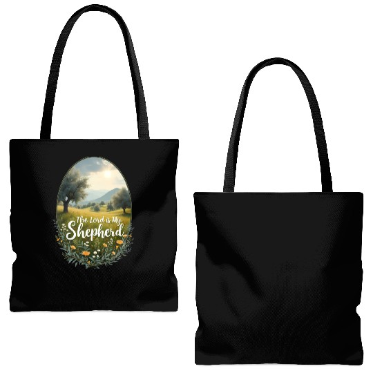 The Lord Is My Shepherd Peaceful Christian Artwork Tote Bags (AOP)