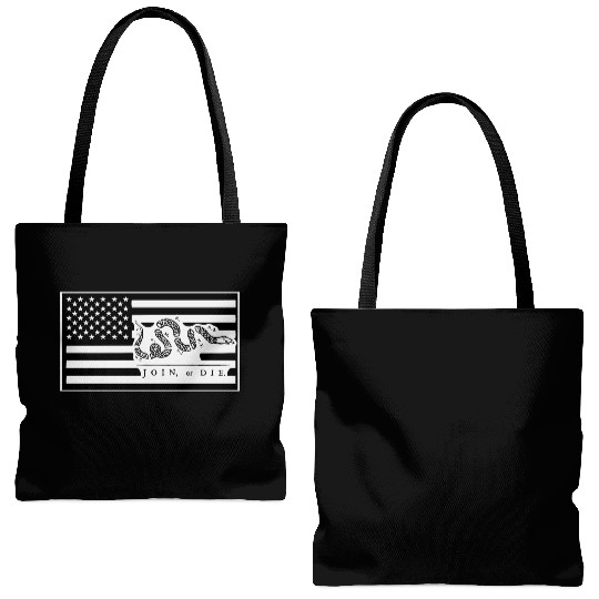 Join Or Die Flag 1776 LIKE US ON FACEBOOK # Tote Bags (AOP)