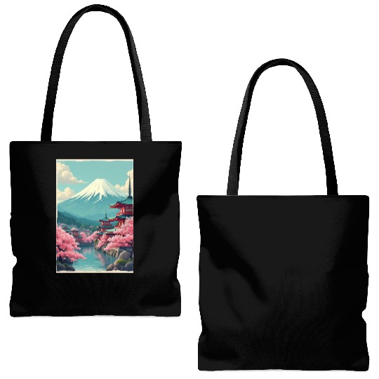 Serenity Beneath Mount Fuji Tote Bags (AOP)
