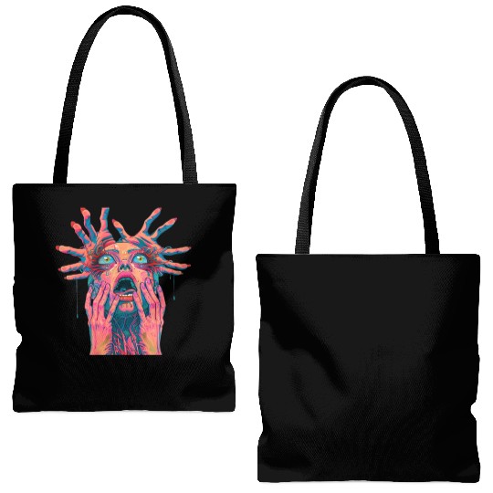 Neon Nightmare: Psychedelic Horror Art Tote Bags (AOP)