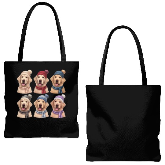 Winter Cute Golden Retriever Christmas Tote Bags (AOP)