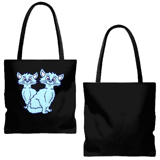 Two Happy Cats 2 Friends Love Couple Kitten Team Tote Bags (AOP)