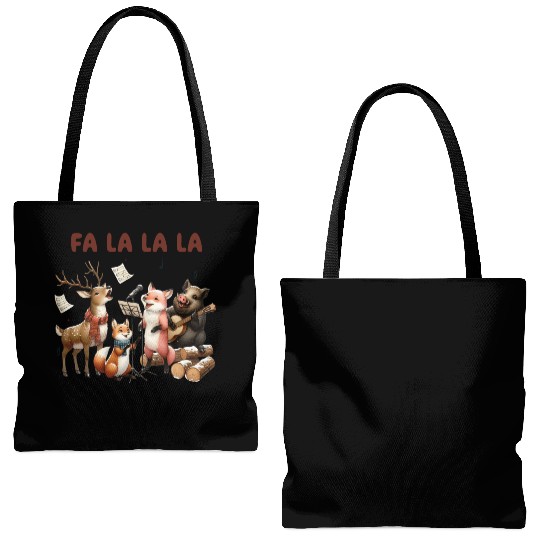 Fa La La La Woodland Choir Christmas Vibes Tote Bags (AOP)