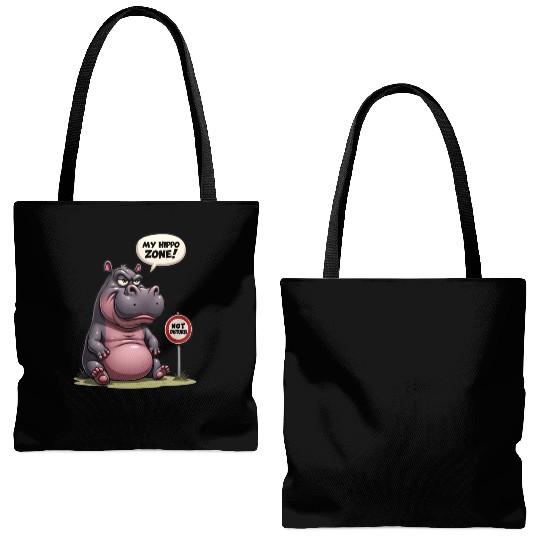 Grumpy? No, Just in My Hippo Zone! Tote Bags (AOP)
