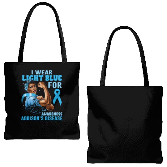 I Wear Light Blue For Addisons Disease Awareness Tote Bags (AOP)