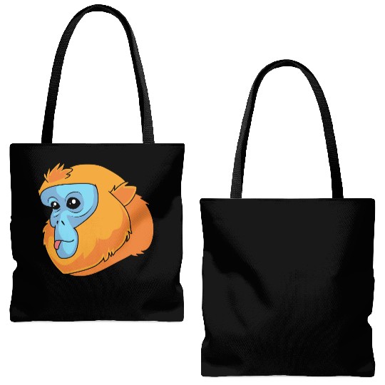 Monkey Lover Golden Snub Nosed Monkey Face Tote Bags (AOP)
