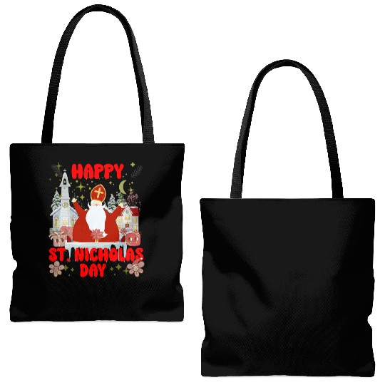 Happy saint Nicholas dayretro logo Tote Bags (AOP)