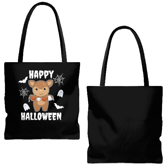 Deer Happy Halloween Pumpkin Bat Costume Tote Bags (AOP)