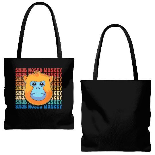 Retro Golden Snub Nosed Monkey Cute Monkey Face Tote Bags (AOP)