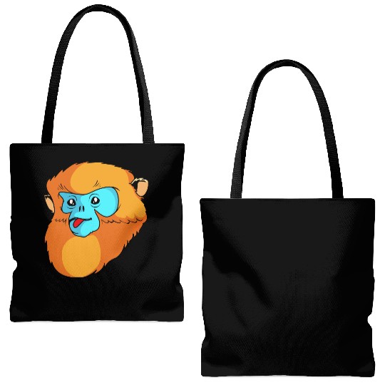 Cute Monkey Face Golden Snub Nosed Monkey Lover Tote Bags (AOP)