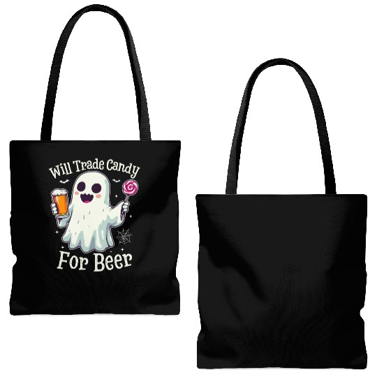 Will Trade Candy For Beer Funny Halloween Tote Bags (AOP)